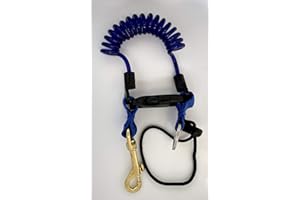 CANDS Scuba Diving Coiled Lanyard Quick Release Clip with brass D snap hook Blue