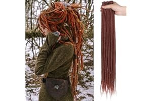 Leeven 24 Inch Copper Red Dreadlock Extension 20 Strands Synthetic Handmade Auburn Crochet Dread Locs 0.6 Width Dreads Extensions Hippie Single Ended Dreadlock /350#
