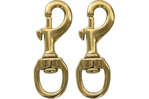 aufodara 2pcs Heavy Duty Swivel Solid Brass Snap Hook Key Ring Hook Clip Buckle for Dog Leashes, Dog Collars and Keychain (6#)