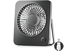 OUILA Mini ventilatore silenzioso,ventilatore da tavolo USB piccolo con 3 velocità e cavo da 1,2m, ventilatore portatile da appendere per tavolo, ufficio, camera da letto, dormitorio, cucina - Nero