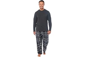 MICHAEL PAUL Mens Soft Jersey Pyjamas PJ Sets Nightwear Sleepwear Loungewear Modern Set & Check Bottoms Pyjama for Men Gifts for Him