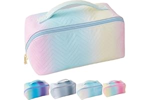 GRAPMKTG Bolsa de Maquillaje Bolsa de cosméticos de Viaje Bolsas de Maquillaje Grandes para Mujer Impermeables de Cuero Organizador Bolsa de Aseo Grande con Compartimentos Arcoíris