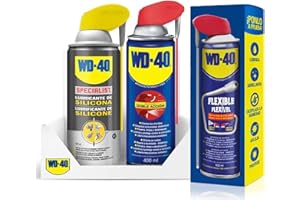 WD-40 Producto Multi-Uso- Spray 400ml con cánula Doble Acción + Lubricante de Silicona + una muestra gratuita de WD40 Multi-uso Flexible 400ml