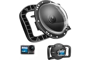 SHOOT Dôme Port pour DJI OSMO Caméra d'action 1 - Poignées Stabilisateur Tray Double avec Trigger, Boîtier Etanche Globalement pour Stable et Air/Eau de Photo,Étanche Jusqu'à 147ft