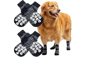 VYZUTR Protezioni da zampa antiscivolo Calzini per cani,doppia laterali Calzini per cani antiscivolo cinghie regolabili,controllo di trazione per interni sull'abbigliamento per pavimenti in legno duro (M)