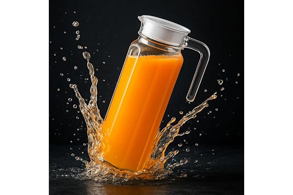 Zenvick Water Jug - Detox Glass Jugs with Lid for Dining Table - Elegant 1100 ml Transparent Pitcher for Juice, Iced Tea, Infused Water, Milk, Lemonade, Hot & Cold Beverages, Lumo
