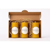 Doğal Balmumu Petek Mum 3'l&uuml; Set | Hesperia | 10.5cm x 4cm | Elle Sarım | Zararlı Kimyasalı i&ccedil;ermez | Temiz Yanış |