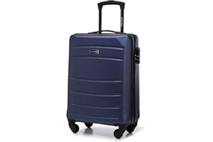 WITTCHEN Valigia da Cabina Trolley Bagaglio a Mano Valigia a rotelle piccola guscio duro in ABS 4 ruote spinner Serratura a combinazione Maniglia telescopica Globe Line blu navy Ryanair/ITA Airways
