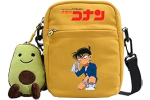 flowereyes Detective Conan Umhängetasche mit verstellbarem Schultergurt Conan Edogawa Daypack Tote Bag Satchel Causal Ran Mouri Kawaii Conan Tasche Small Square Bag