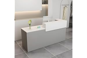 CCUKTFN Bancone Reception Moderno in Legno con Ripiani e Cassetti, 100–240 cm Banco Negozio per Ufficio, Salone, Negozio, Hotel, Studio Professionale