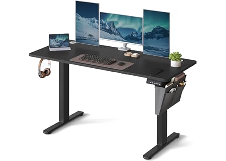 SONGMICS Elektriskt sitt-stående skrivbord, höjdjusterbart skrivbord, 140 x 60 x (72-120) cm, 4 förv - Amazon Deal & Rabatt