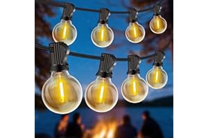 Rintea Guirnalda Luces Exterior, 30M/99FT con 50+3 Bombillas, Luces LED Exterior Enchufables IP44 Impermeable, Luces Jardin Blanco Cálido 2700 K para Jardín, Terraza, Navidad, Fiesta