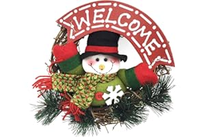 LAPONO Coronas de Navidad del muñeco, del de Coronas de Navidad Adornos,Decoraciones para árboles De Navidad de ratán Decoraciones para la Puerta Delantera Inicio suspensión de la Pared Decoración