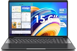 Naclud 15.6 Inch Laptop 8GB RAM 256GB SSD Celeron Quad-Core Up to 2.8GHz, PC Notebook with Dual Band WiFi, 2xUSB 3.0, Keyboard Film in Eight Languages