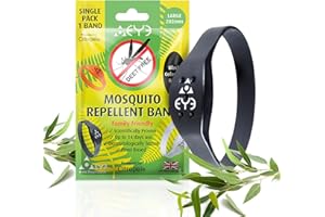 THEYE Mosquito Repellent Bracelet - Anti Mosquito Bracelet for Adults - 100% Natural, Deet Free Mosquito Repellent Bands - Provides Up to 2 Weeks Protection - Large Black Wristband