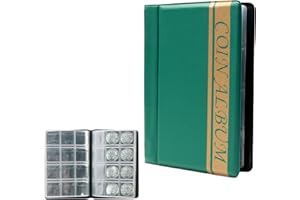 PLIMBIN 120 Tasche Album Della Collezione di Monete, 2 Euros Raccoglitore Monete Album di Monete da Collezione (Verde)