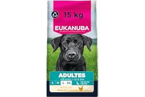 EUKANUBA Life Care Croquettes Chien Adulte Grande Race 18 Mois à 6 Ans, Race Géante 2 à 5 Ans, Riche en Poulet Frais, L-Carnitine, Oméga 3&6, FOS, sans colorants, arômes artificiels ni OGM – 15 kg