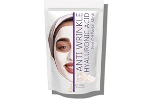 OÏLÉNA Masque Anti-rides à l'Acide hyaluronique Masque Peel-Off Masque d'Alginate gelifiant en poudre 200 g- 10 soins Masque Visage Peau Mature