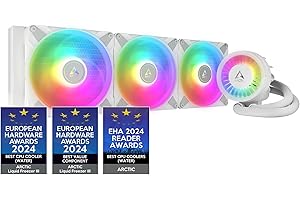ARCTIC Liquid Freezer III 420 A-RGB - PC à refroidissement par eau, refroidisseur d’eau tout-en-un pour processeur AIO, Compatible Intel LGA1851/1700 & AMD AM5/4, Pompe à commande PWM efficace - Blanc