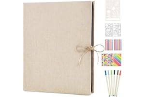 AIOR Lino Album Fotografico Scrapbook Album Foto, Fai Da Te Retro Scrapbooking 60 Pagine Nere Viaggio Albums, Idee Regalo Matrimonio Regali Originali Compleanno Natale (Bianco)