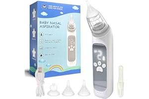 MELQUE Aspiratore Nasale Elettrico,Aspiratore Moccio per Bambini，Succhia Moccio Automatico con 3 Livelli di Aspirazione e 3 Punte in Silicone Ricarica USB Musica Funzione Lenitiva e Sette Luci a Colori