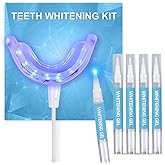 Shynova Zahnbleaching Set für Weiße Zähne: Zahnaufhellung Kit mit LED-Licht & 5x Bleaching Gel, Effektive Teeth Whitening & Z
