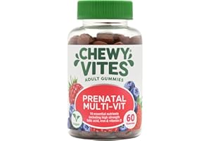 Chewy Vites Women's Prenatal Multivitamin, 60 Multivitamin Gummies, 16 Essential Nutrients with Folic Acid, Iron and Vitamin D, 1 Month Supply, Vegan, Blueberry and Raspberry Flavour