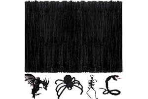 Daover 200 PCS Pipe Cleaners, Black Pipe Cleaners for Craft Supplies, Chenille Stems for DIY Arts Crafts Project Creative Home Decoration for Halloween