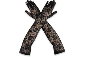 YICELERATE Lace Gloves,Black Lace Gloves,Long Black Gloves,Black Gloves Costume,Lace Gloves for Women,Mesh Gloves,50cm Sheer Gloves,Long Gloves for Women,Black Long Gloves,Witch Gloves,Black Gloves Halloween