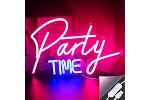 ‎LOOKLIGHT Looklight Party Time Neonschild Rosa blaue LED Neonlicht Party Leuchtreklame USB betriebene Acrylbuchstaben LED Wandleuchte für Geburtstag Hochzeit Weihnachten Club Pub Bar Party Dekor