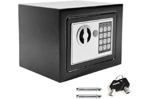 ZHANGE 4.6L Digital Steel Safety Box Safe Electronic Security Coffer Safety Deposit Box Waterproof Fire Resistant 2 Manual Override Keys-Protect Money with Keypad Home Office Cash Money Passports Black