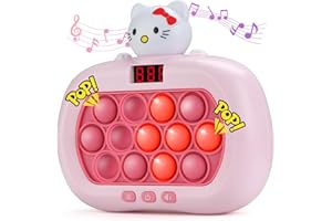 Aolcev Pop Game Sensory Fidget Toys Light Up Quick Push Pop Game with LED Screen Poppet Game for Kids 3-12 Handheld Puzzle Game Sensory Toys Breakthrough Puzzle Machine Push Bubble Stress Toy(Cat)
