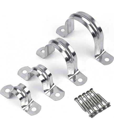 ISPINNER 25pcs M50 Stainless Steel Rigid Pipe Strap For 2 Inch Hose OD, 2 Holes Cable U Bracket - View #10