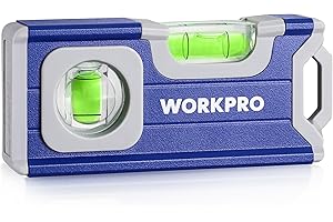 WORKPRO Magnetyczna poziomica 115 mm, mini poziomica z 2 libelkami 90°/180°, magnetyczna poziomica z otworem do zawieszenia, stop aluminium, silny magnes, rowkowana, do pomiarów