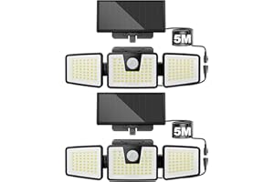AIXPI Solar Security Lights, Solar Flood Lights Motion Sensor 156 LED with Separate Solar Panel, 270° Lighting Angle, IP65 Waterproof, Solar Lights Outdoor for Garage, Garden 5M Cable(2 Pack)