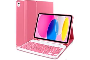 AGARELE Keyboard Case for iPad A16 11th Gen Generation 2025 11 inch/10th Generation 2022 10.9 inch, Wireless Bluetooth Detachable Keyboard for ipad with Pencil Holder, UK Layout (Pink)