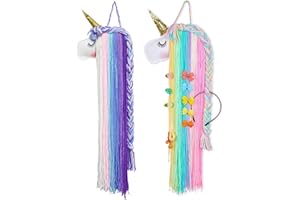 Qixuer 2 Pcs Licorne Cheveux Clips Support Pinces à Cheveux Glands Stockage Timide Licorne Visage Bandeau Organisateur pour Décoration Murale à Suspendre pour Filles Enfants Femmes