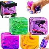 Mermer Desenli Squishy K&uuml;p Duyusal Fidget Oyuncağı 5x5 cm (1 Adet) | Yavaş Geri D&ouml;nen Yapı, Sessiz Kullanım, Stres Giderici, 