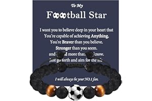 EPVID Football Basketball Gifts for Boys, Lava Rock Stone Bracelet for Son Nephew Grandson on Birthday Graduation Christmas