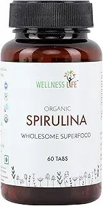 Wellness Life Organic Spirulina Tablets - 60 Tablets (500mg Each) - Nutritional Supplement