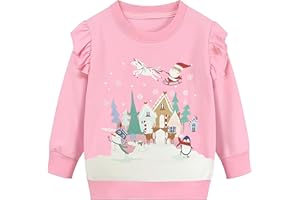TCWWBB Kinder Weihnachts Sweatshirt Pullover Jungen Mädchen Langarm Baumwolle Christmas Xmas Rentier Weihnachtsmann Bär Winter Oberteile Größe 1-7 Jahre 92 98 104 110 116 122
