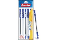 Reynolds BRITE BP 5 CT BAG - BLUE I Lightweight Ball Pen With Comfortable Grip for Extra Smooth Writing I School and Office S