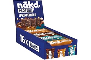 NAKD Nākd. Protein Paquet Assortiment | Barres Protéinées | 7g de Protéines Végétales | 100% d'Ingrédients Naturels | Sans Sucres Ajoutés | Vegan | 16 x 45g | 720g