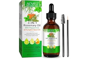 CUZZYDUNJYNN Olio di rosmarino per capelli,con olio di menta piperita,olio di semi di zucca, olio per la crescita dei capelli,olio di rosmarino per capelli,corpo,100% puro naturale,60 ml