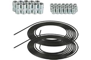 Bekasa Brake Line Kit, 2 x 5m Copper Plated Brake Pipe with 20 Screw Fittings and 10 Connectors Automotive Replacement Brake Lines, One Size