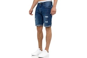 Indicode Herren Caden Jeans Shorts mit 5 Taschen | Herrenshorts Used Look für Männer