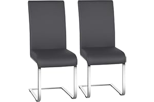 ‎YAHEETECH Yaheetech Esszimmerstühle 2er Set Esszimmerstuhl Schwingstuhl Freischwinger, 135 kg belastbar dunkelgrau Kunstleder