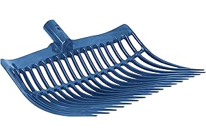 ‎HORIZONT horizont Schwedengabel blau, aus stabilem Kunststoff, 40 cm breit, 18 Zinken, Heugabel für Pferd, Hof und Stall, Dunggabel ohne Stiel, Mistgabel, Bollengabel