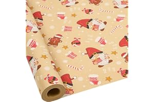 BESCMAX Rollo de papel para envolver regalos de 43 cm x 15 m, papel kraft para envolver Navidad, decoración de cumpleaños y Navidad (Multicolor6)