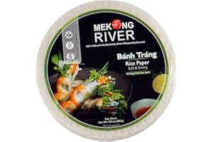 👍 💖 Lyan Mekong River Banh Trang Vietnamese Rice Paper Wrappers, Spring Roll Wrappers, Rice Wrappers for Vegan Spring Rolls- (300g Square 22cm)